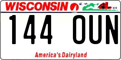 WI license plate 144OUN