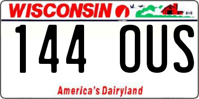 WI license plate 144OUS