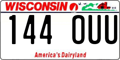WI license plate 144OUU