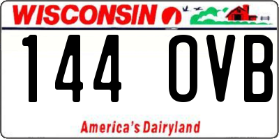 WI license plate 144OVB