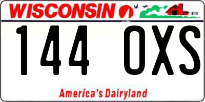 WI license plate 144OXS