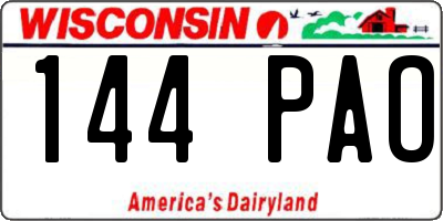 WI license plate 144PAO