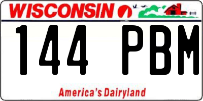 WI license plate 144PBM