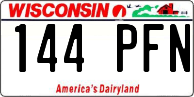 WI license plate 144PFN