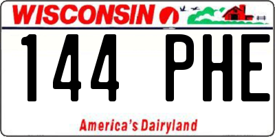 WI license plate 144PHE