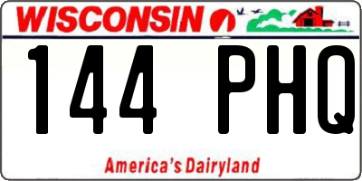 WI license plate 144PHQ