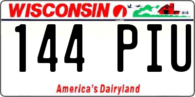 WI license plate 144PIU