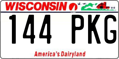 WI license plate 144PKG