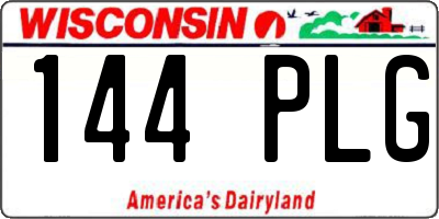 WI license plate 144PLG