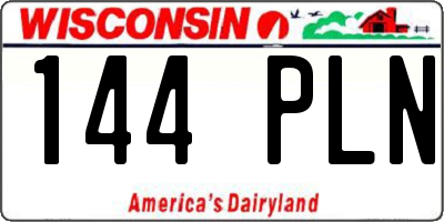 WI license plate 144PLN