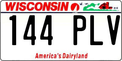 WI license plate 144PLV