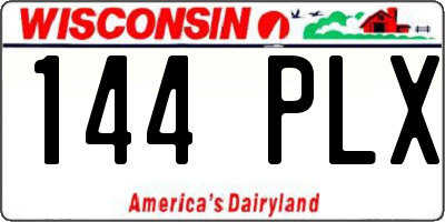 WI license plate 144PLX