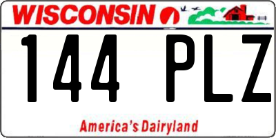 WI license plate 144PLZ