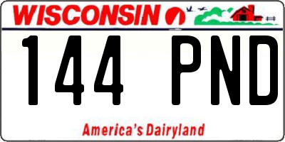 WI license plate 144PND