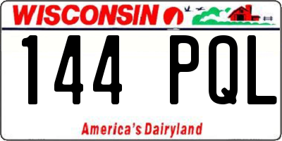 WI license plate 144PQL