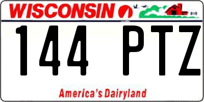 WI license plate 144PTZ