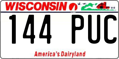 WI license plate 144PUC