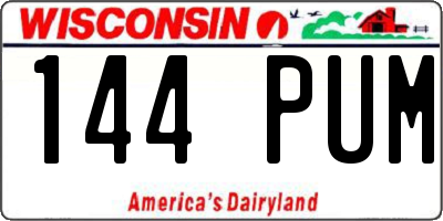 WI license plate 144PUM