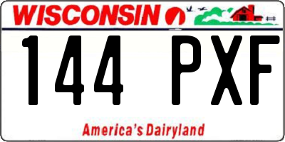 WI license plate 144PXF