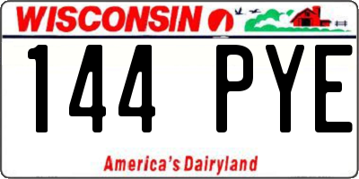 WI license plate 144PYE