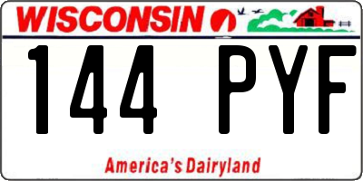 WI license plate 144PYF