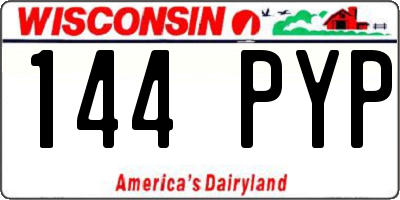 WI license plate 144PYP