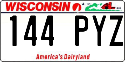 WI license plate 144PYZ