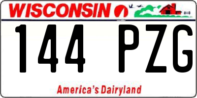 WI license plate 144PZG