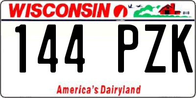 WI license plate 144PZK