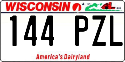 WI license plate 144PZL