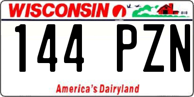 WI license plate 144PZN