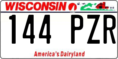 WI license plate 144PZR