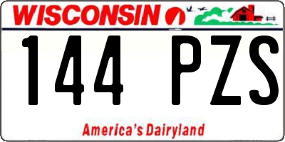 WI license plate 144PZS