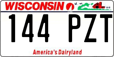 WI license plate 144PZT