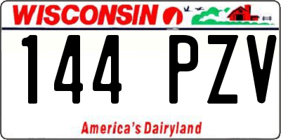 WI license plate 144PZV