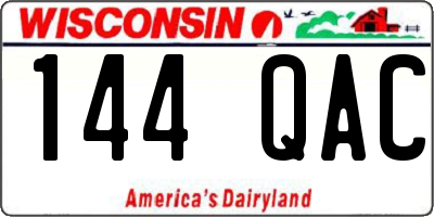 WI license plate 144QAC