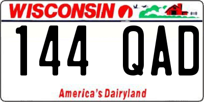 WI license plate 144QAD