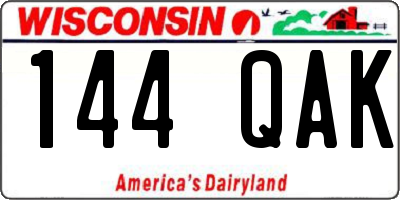 WI license plate 144QAK