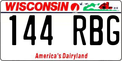 WI license plate 144RBG
