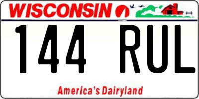 WI license plate 144RUL