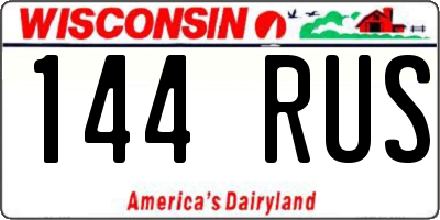 WI license plate 144RUS