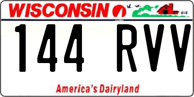WI license plate 144RVV