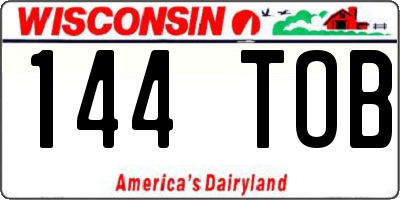 WI license plate 144TOB