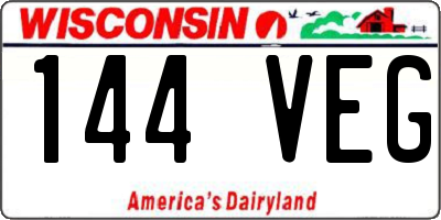 WI license plate 144VEG