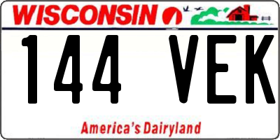 WI license plate 144VEK