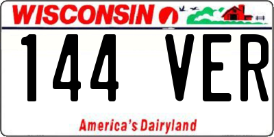 WI license plate 144VER
