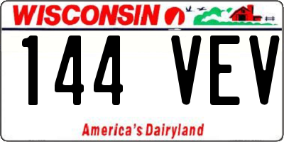 WI license plate 144VEV
