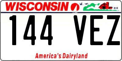 WI license plate 144VEZ