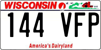 WI license plate 144VFP