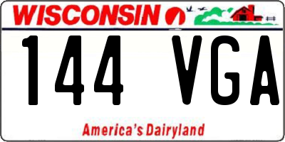 WI license plate 144VGA